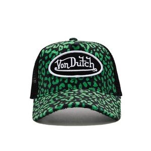 Von Dutch - Lime Green Cheetah Velvet Trucker Hat